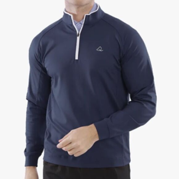 Deolax Performance Quarter Zip Pullover Navy Blue M NWT IN PACKAGE - Picture 1 of 6